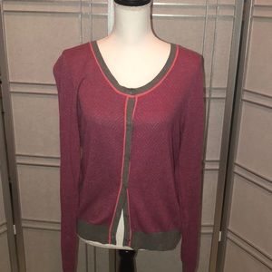 CAbi Pink and Gray Cardigan